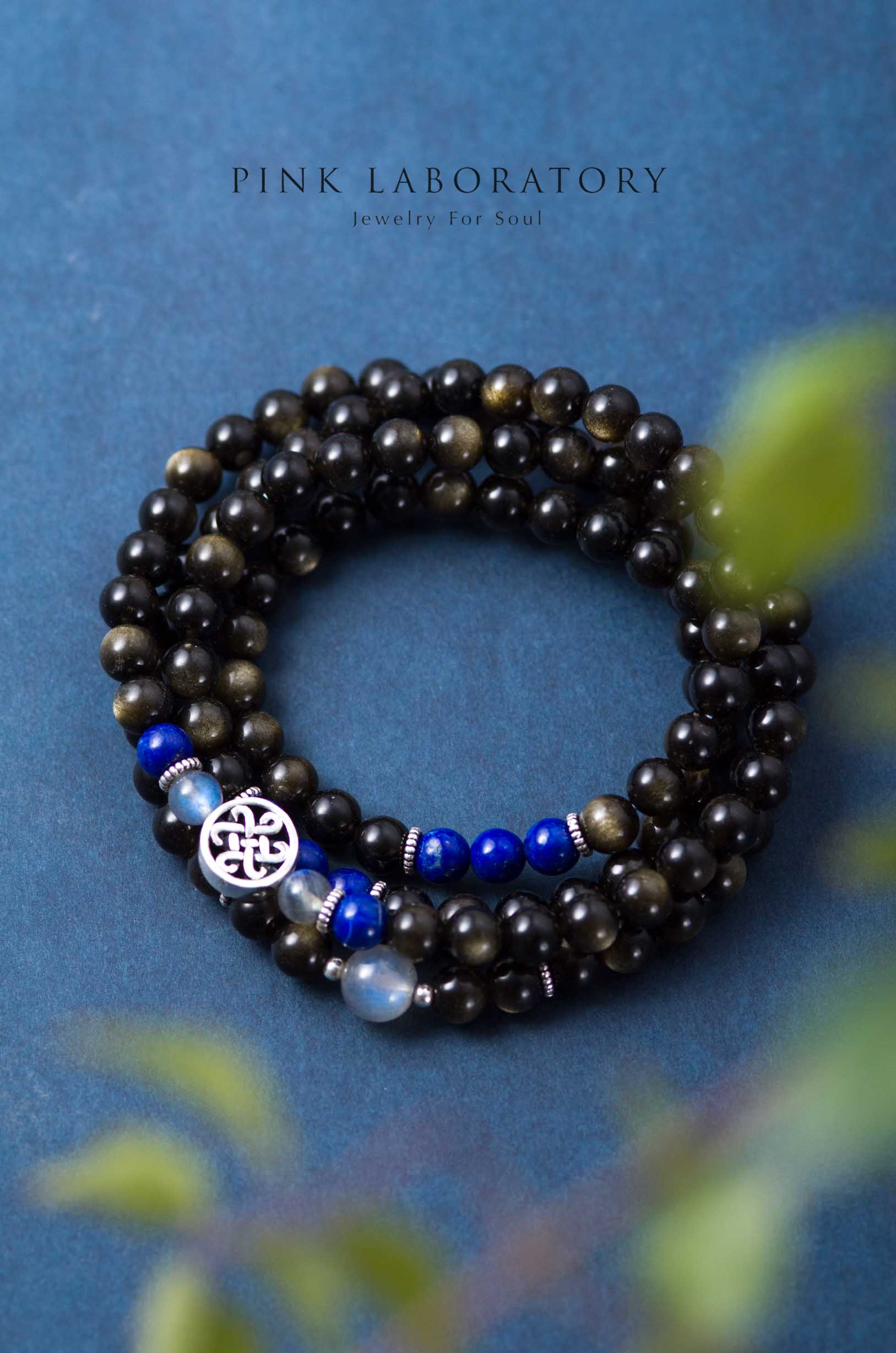 黑曜石念珠手鍊 | 108佛珠 | 青金石