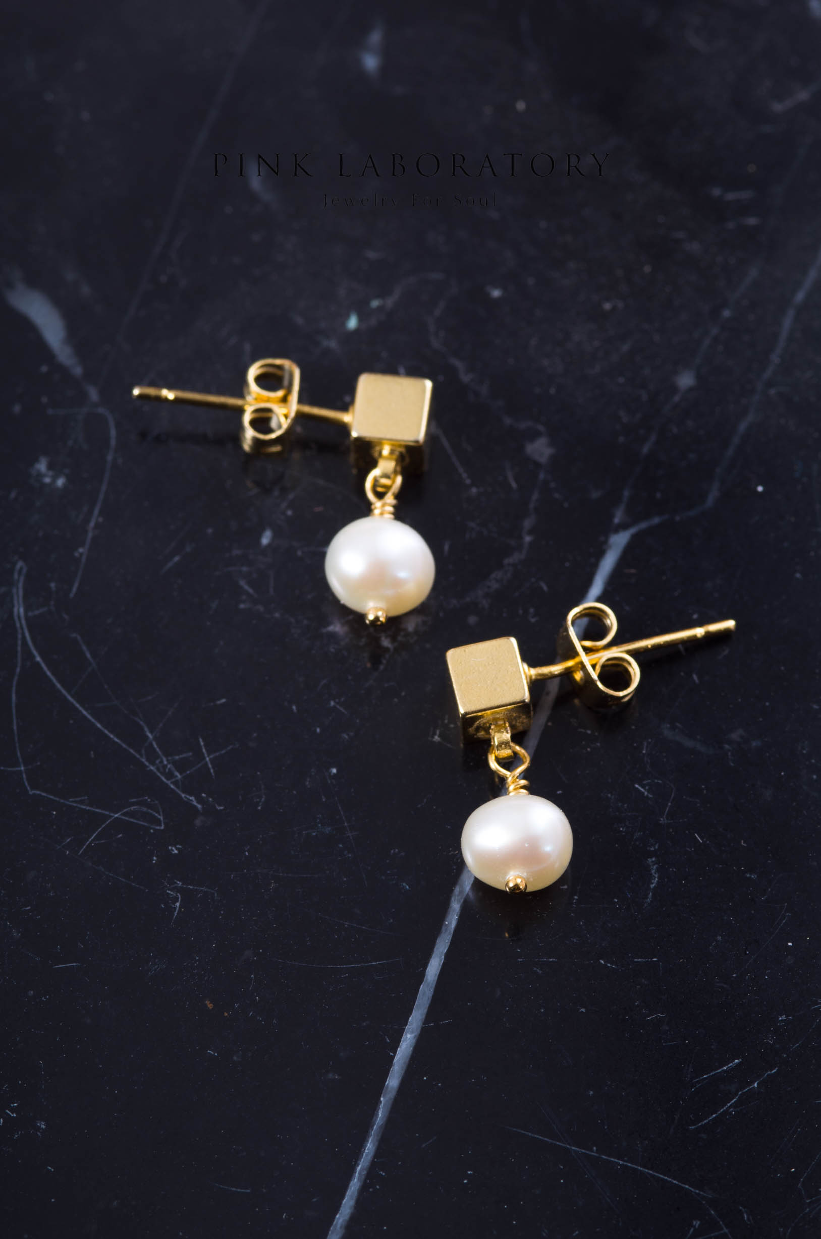 天然淡水珍珠14K鍍金耳環