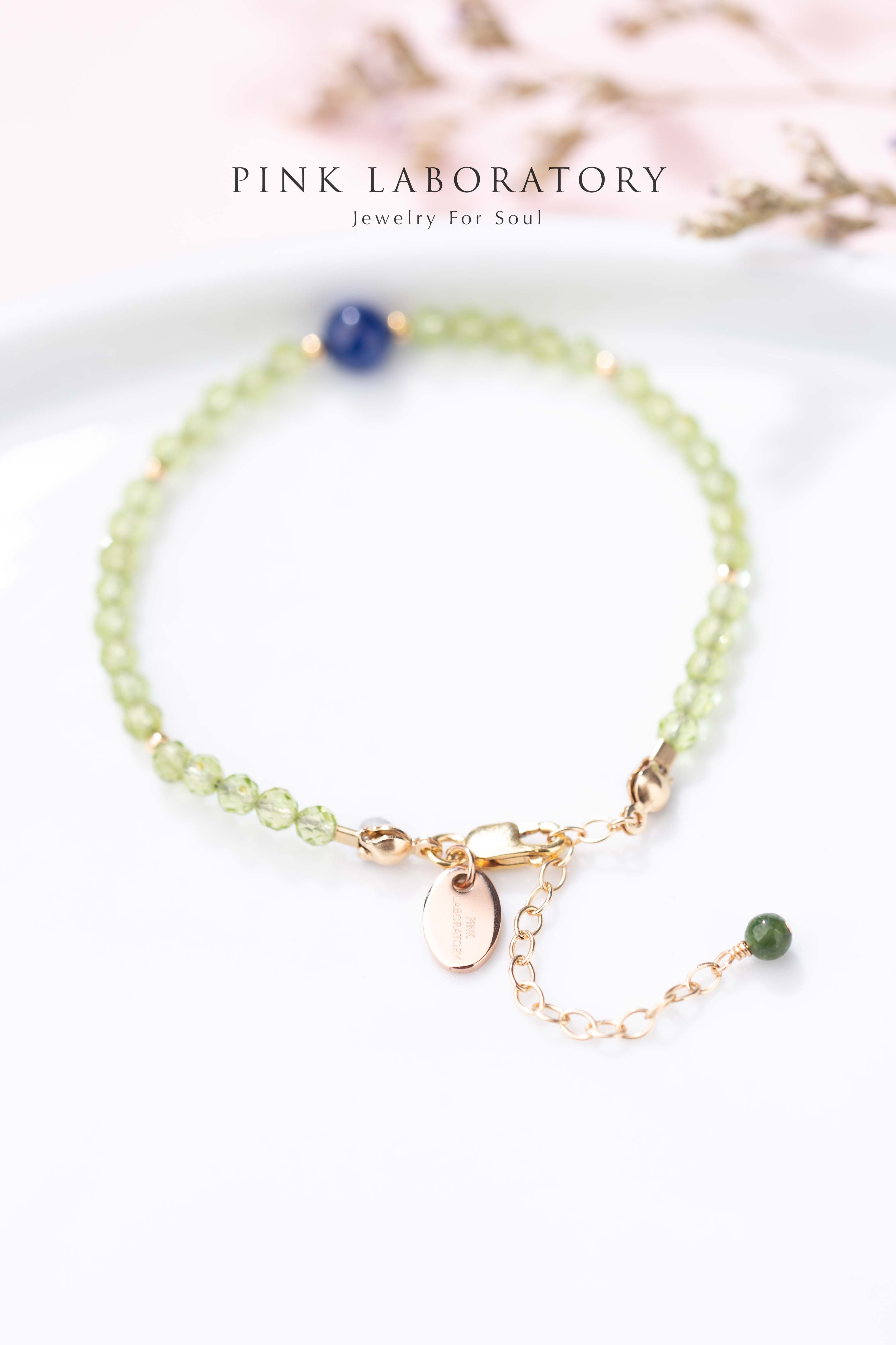 橄欖石藍晶石14KGF極細手鍊