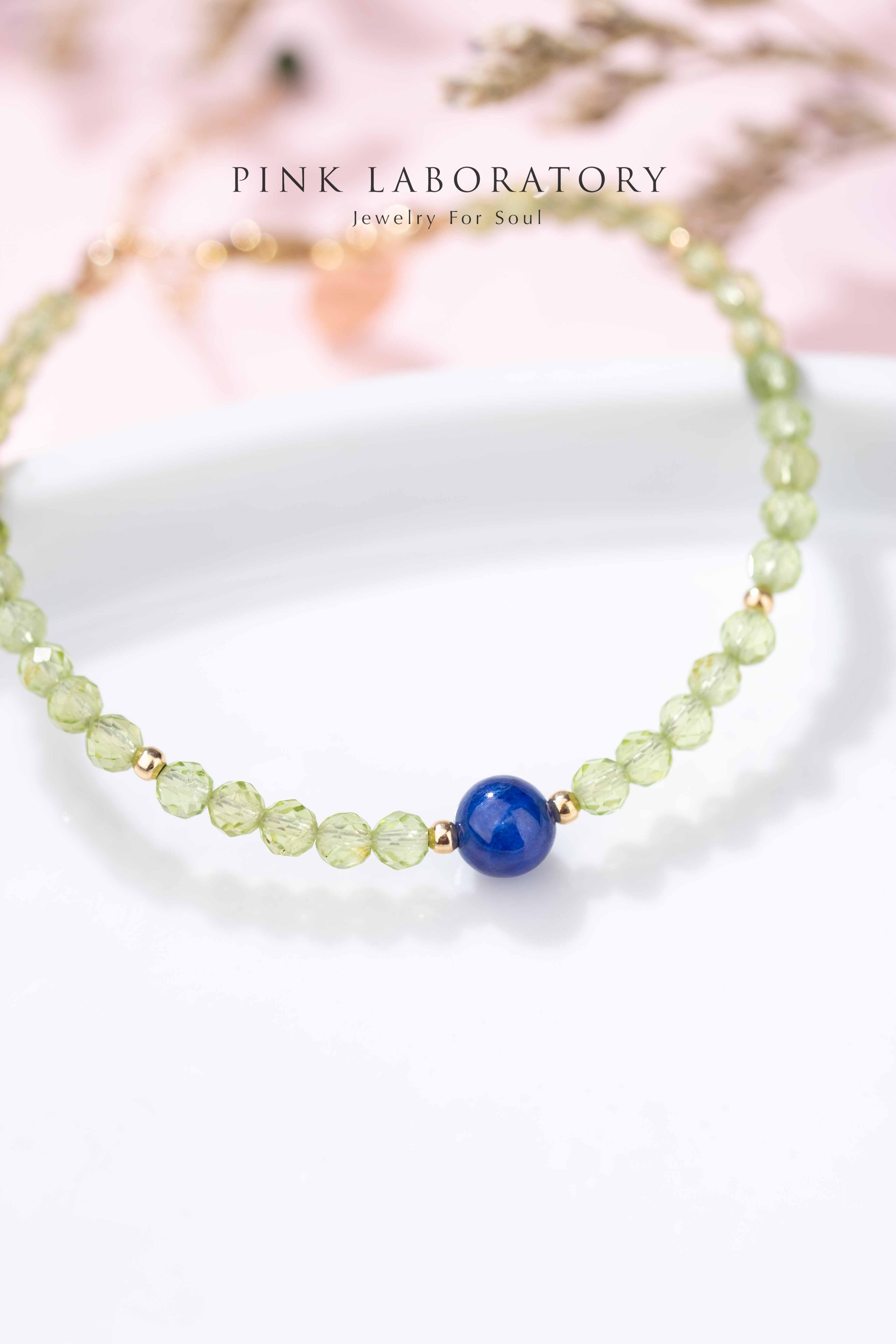 橄欖石藍晶石14KGF極細手鍊