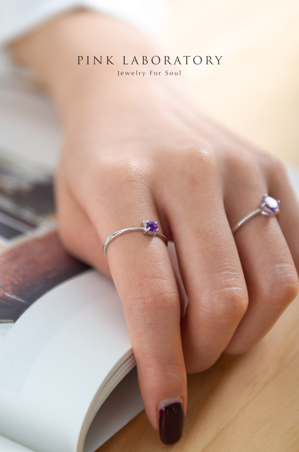 紫水晶鋯石925純銀戒指