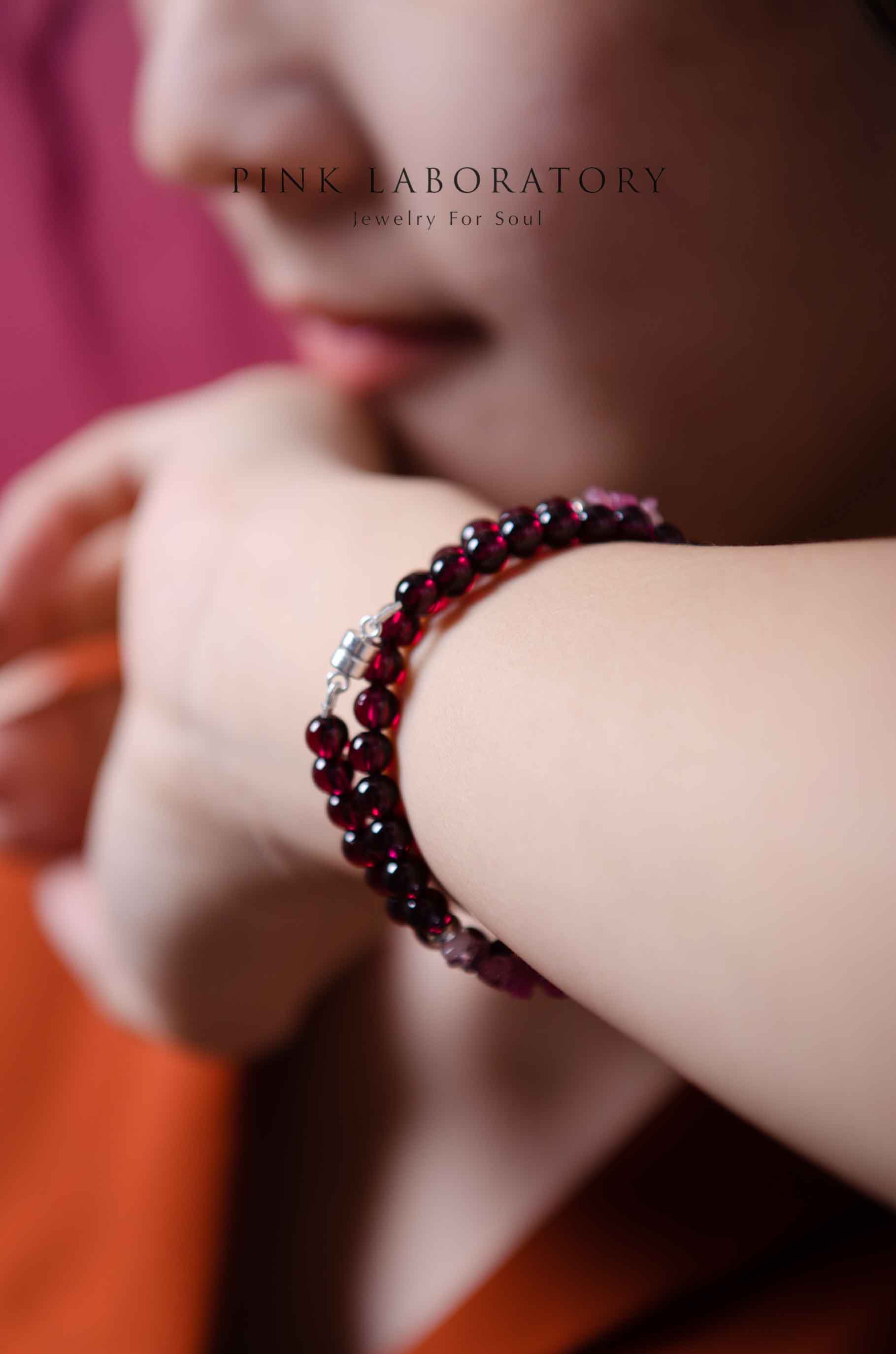 石榴石手鍊 | 碧璽 | 925純銀 | 多圈