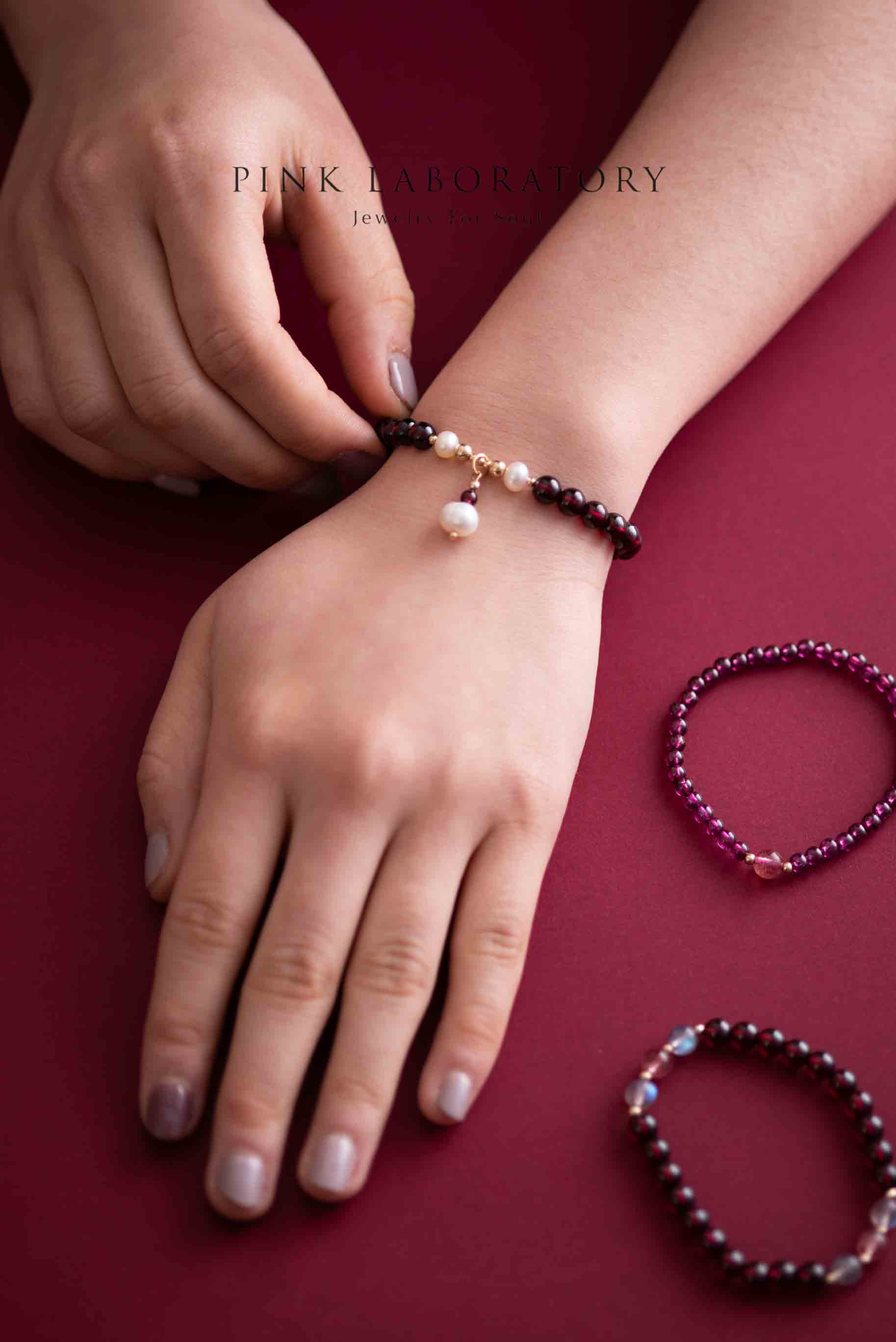 石榴石手鍊 | 珍珠 | 14K包金 |