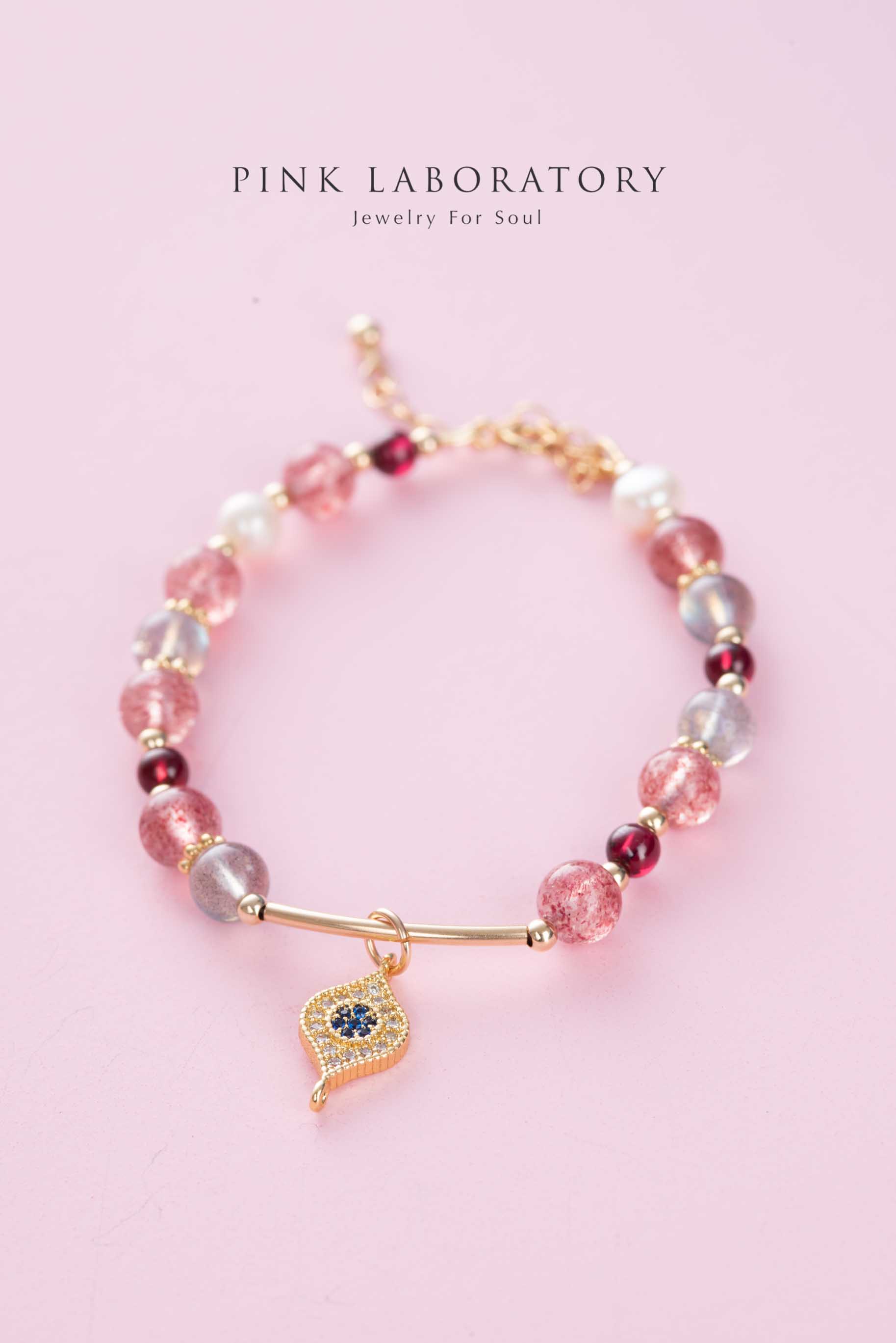 草莓晶珍珠手鍊 | 拉長石 | 石榴石