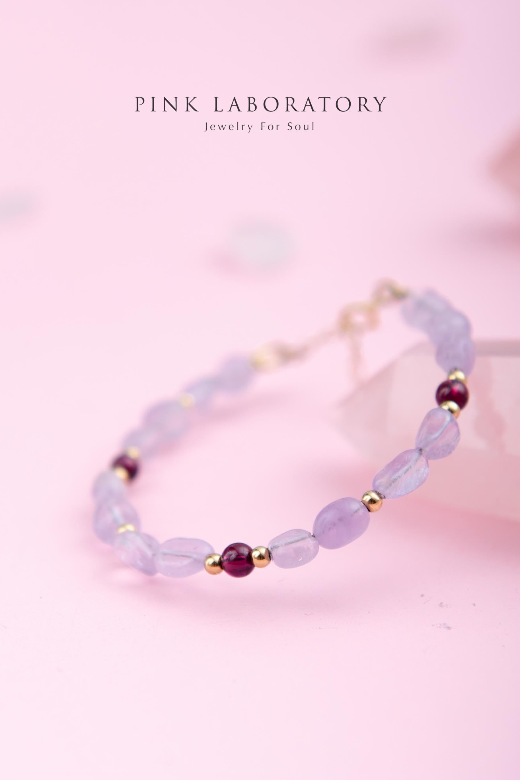 不規則薰衣草紫水晶手鍊 | 石榴石