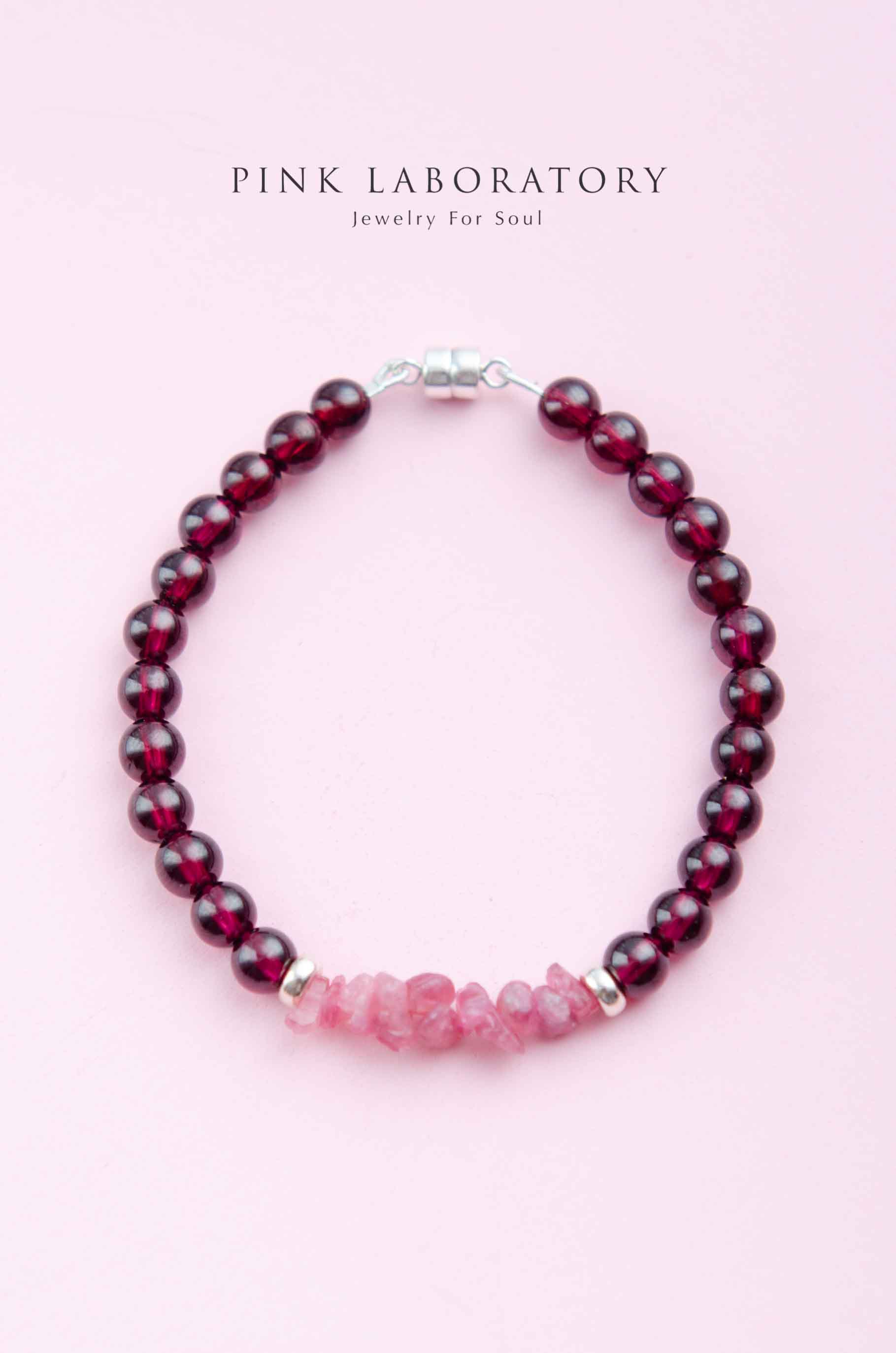 石榴石手鍊 | 碧璽 | 925純銀 | 單圈