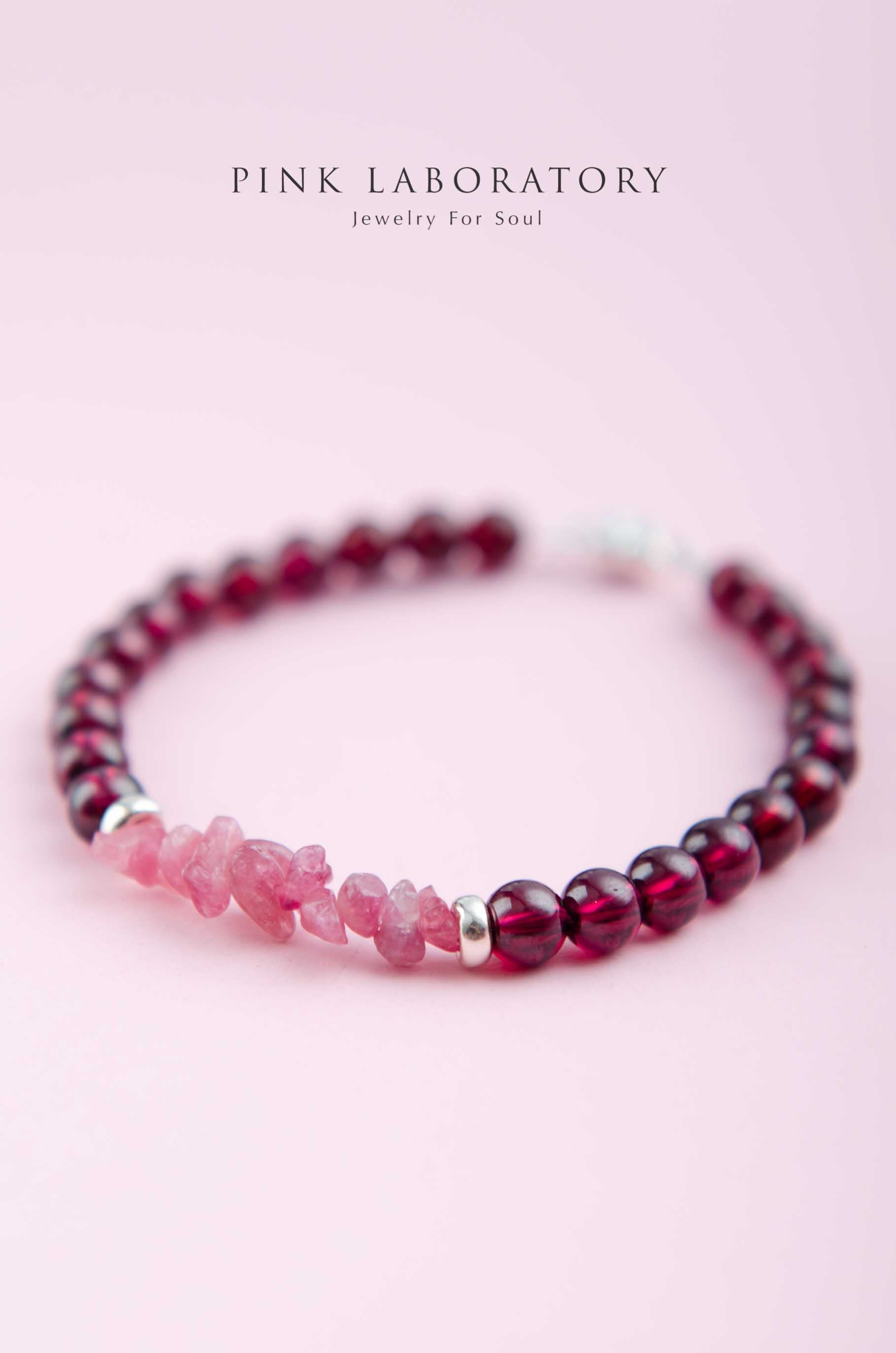 石榴石手鍊 | 碧璽 | 925純銀 | 單圈