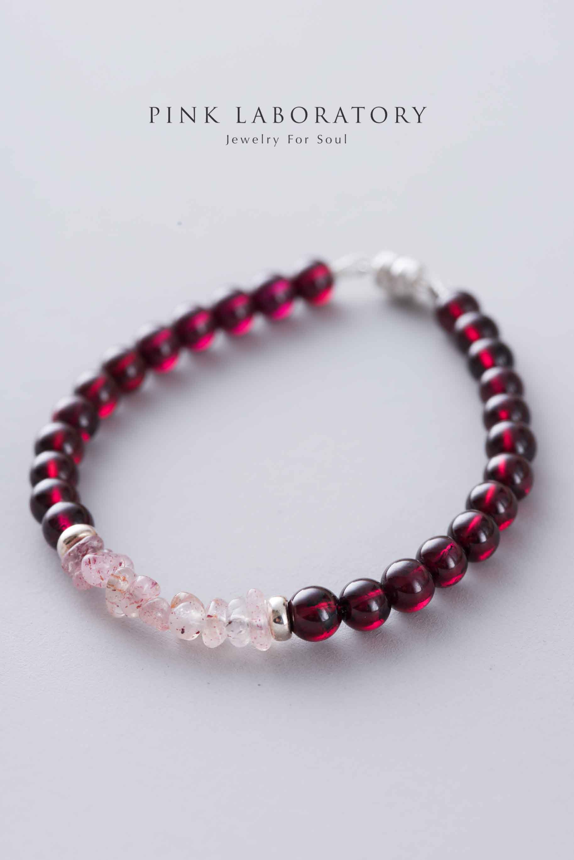 石榴石手鍊 | 草莓晶 | 925純銀 |