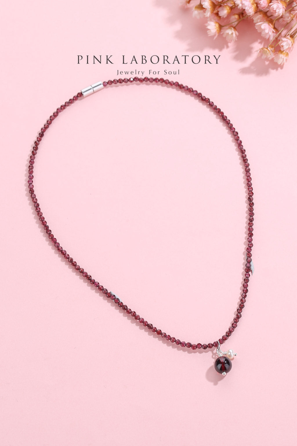 石榴石珍珠925純銀項鍊