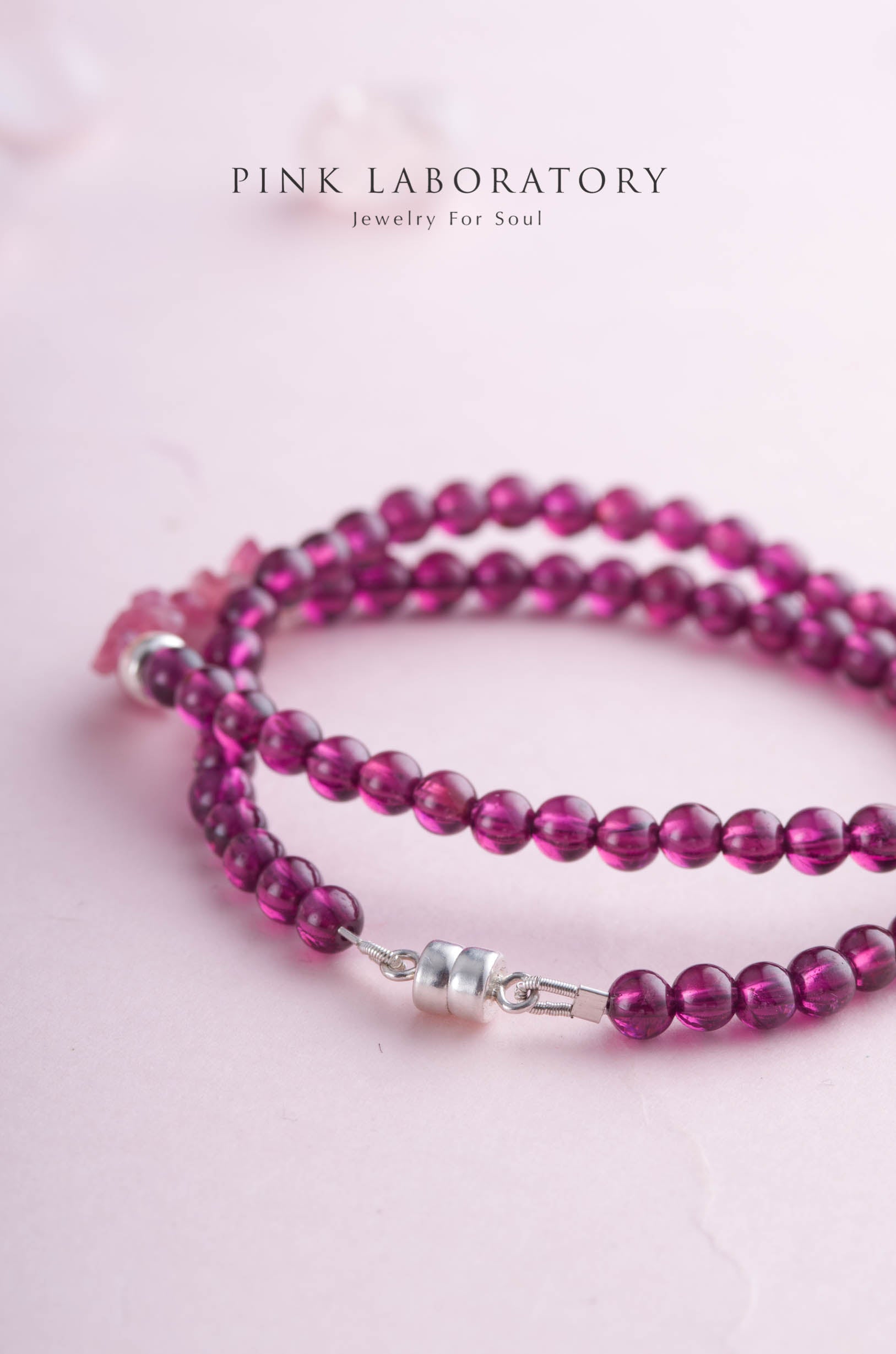 紫牙烏石榴石碧璽4mm手鍊 | 925純銀