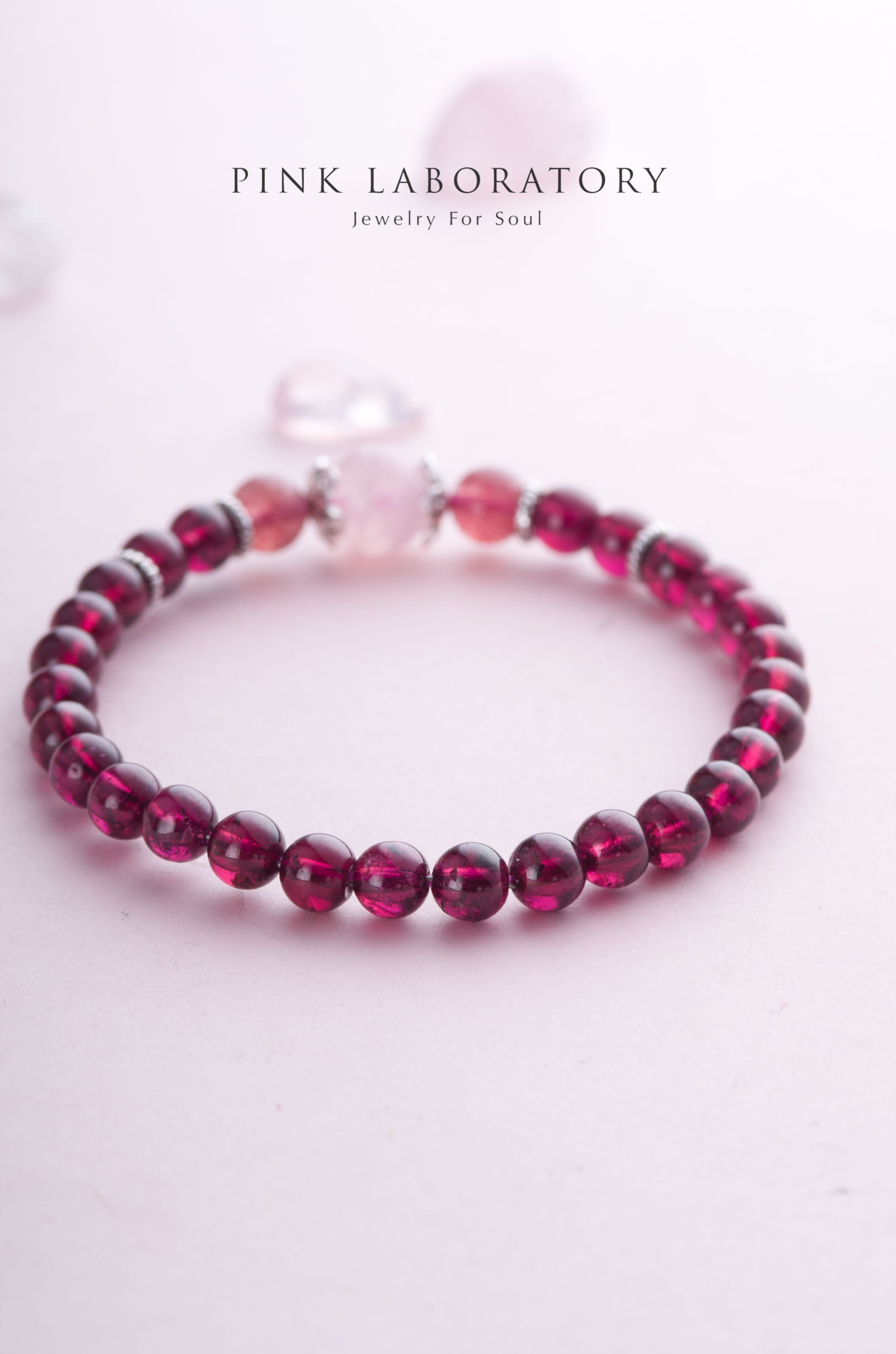 紫牙烏石榴石6mm手鍊 | 粉水晶 | 925純銀 |