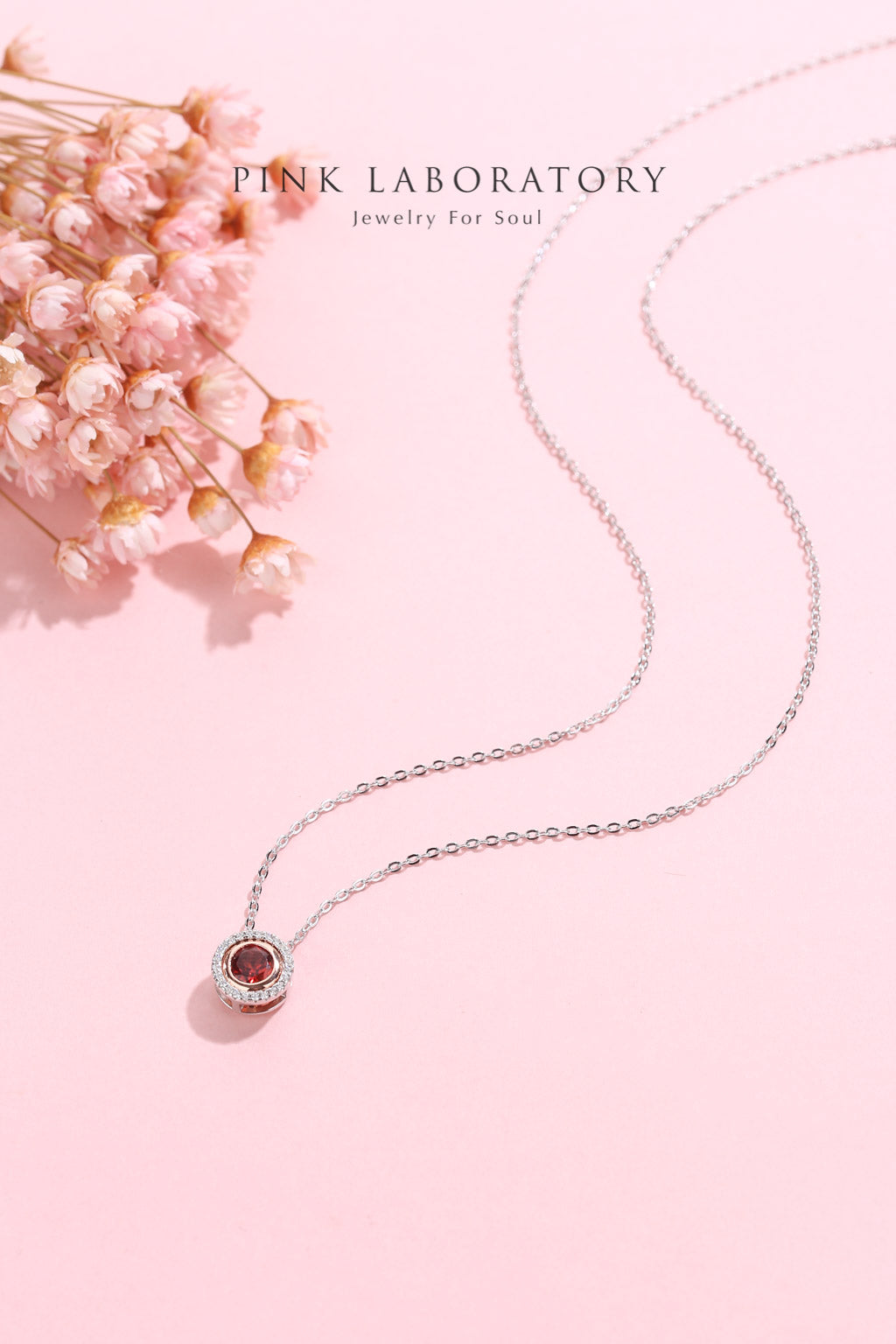 石榴石圓形兩戴吊墜 | 925純銀鍍金頸鍊