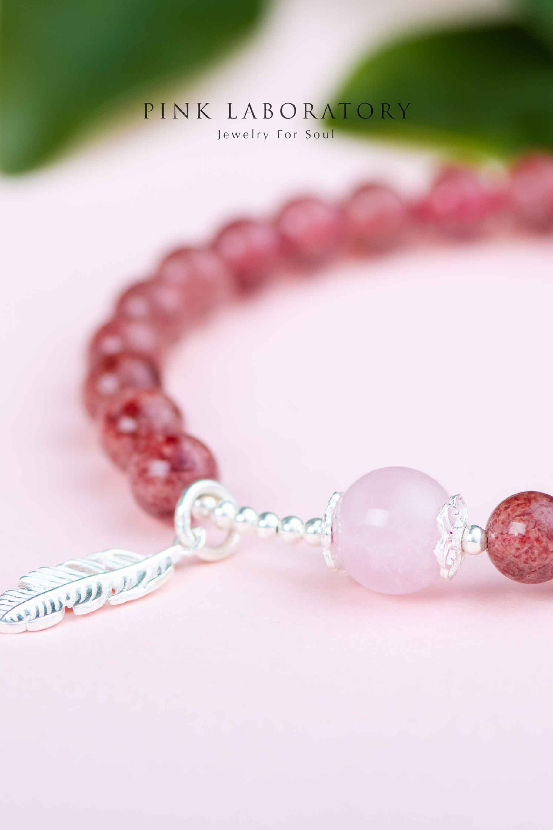 鴿血紅草莓晶手鍊 | 粉晶 | 925純銀配件 | 單圈 | 平和