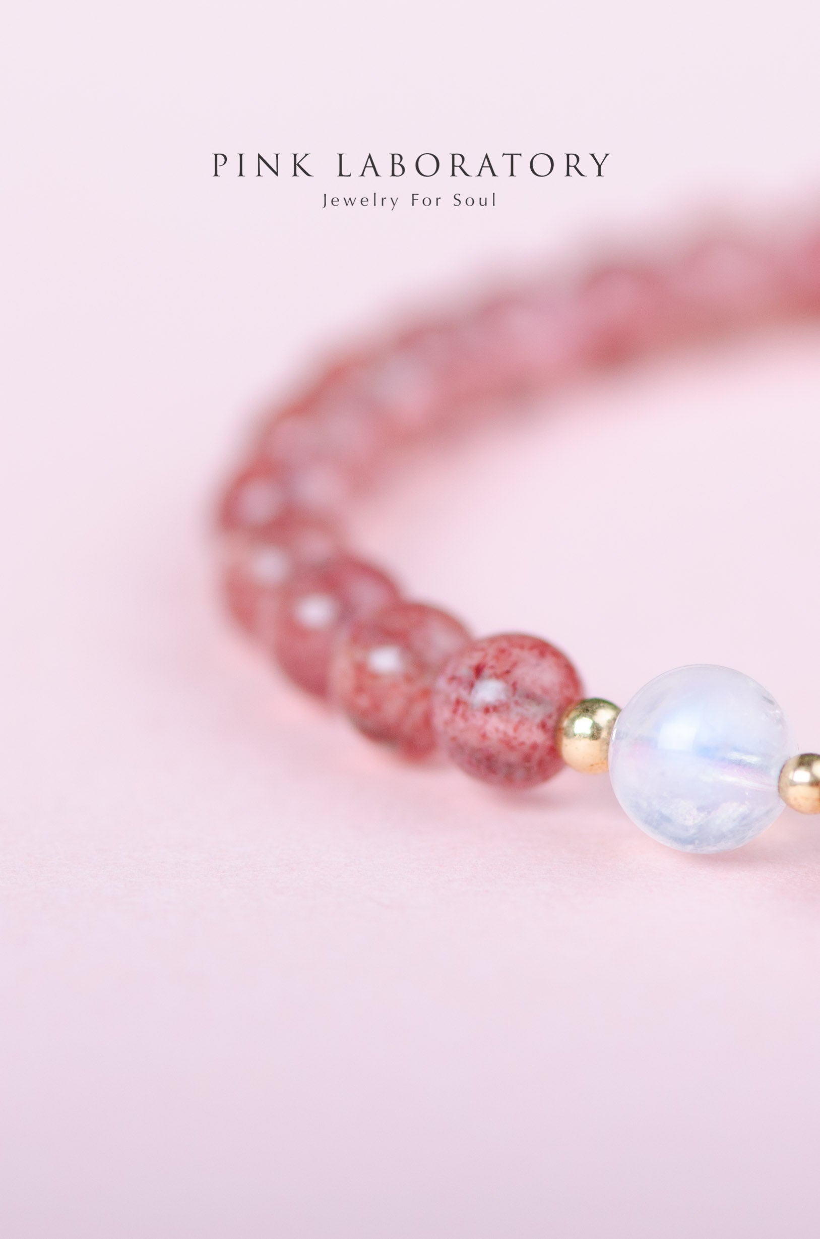 草莓晶月亮石 | 14KGF手鍊 | 柔化內心