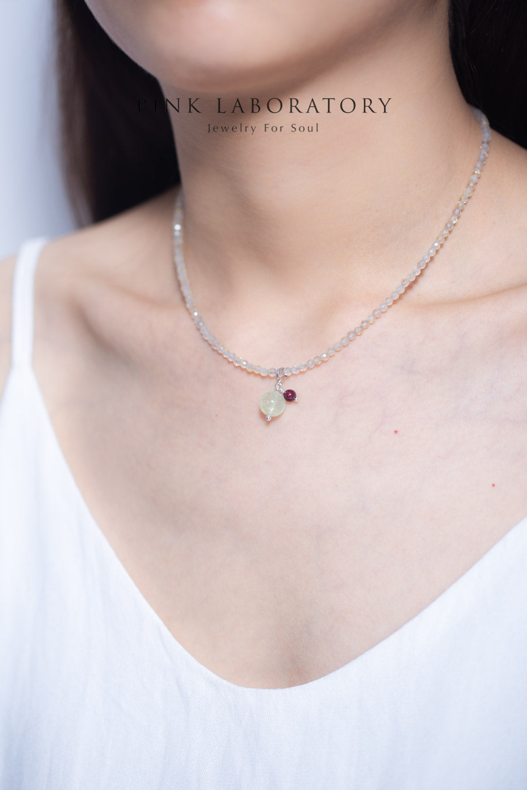 金髮晶葡萄石925純銀項鍊