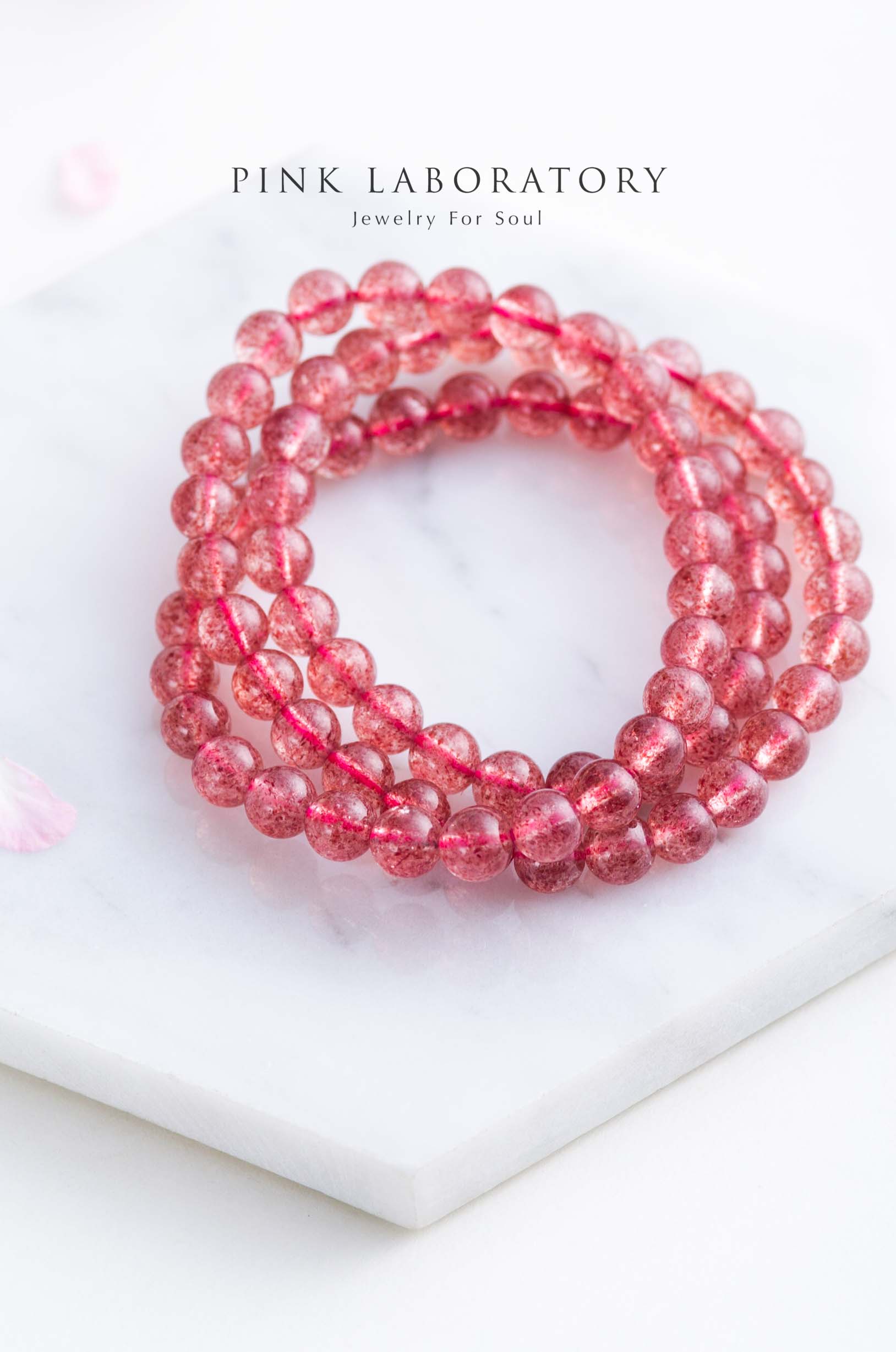 鴿血紅草莓晶6mm三圈手鍊 | 無配件