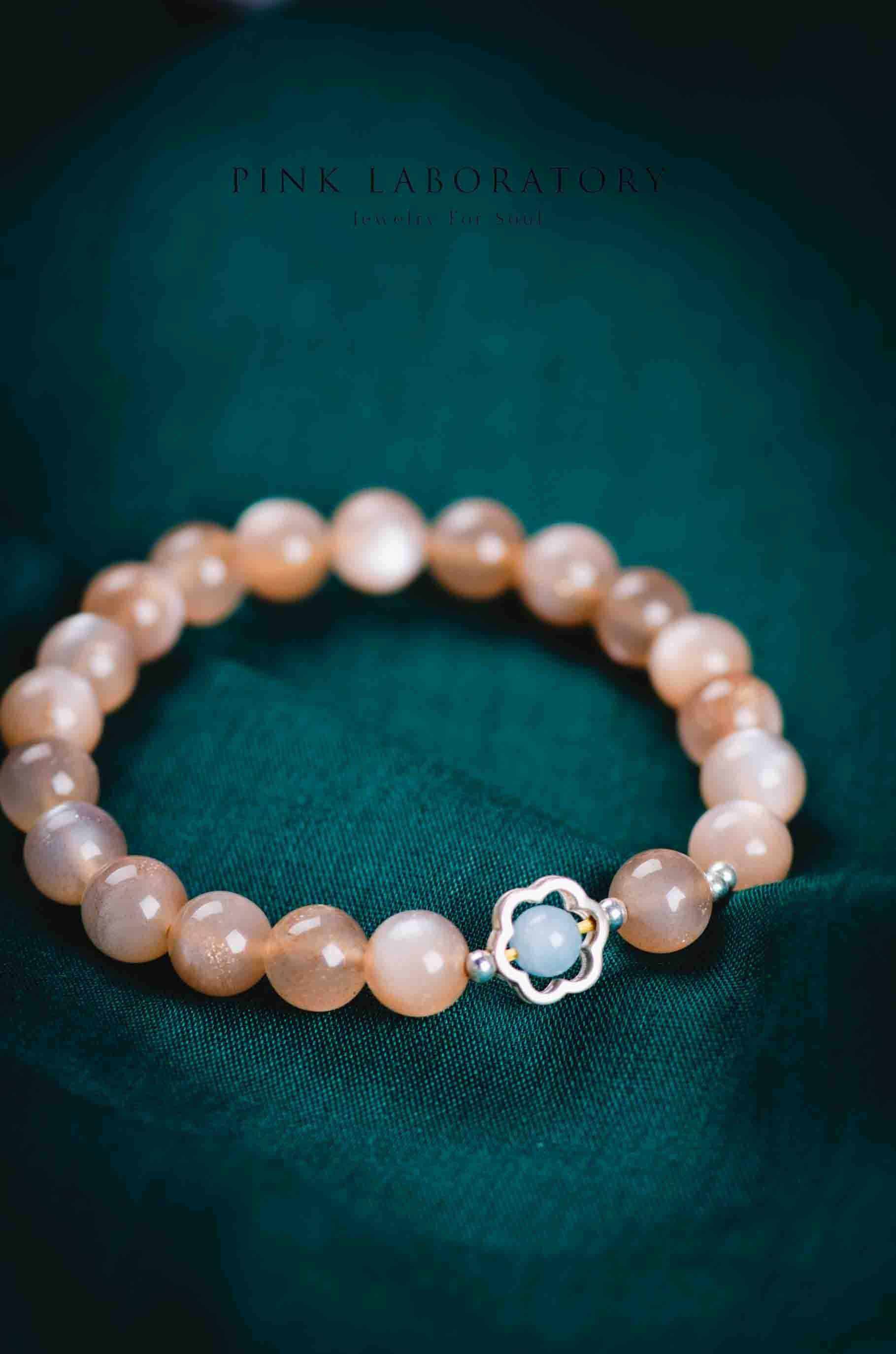 陽光燦爛 | 太陽石海藍寶純銀手鍊 - Pink Laboratory