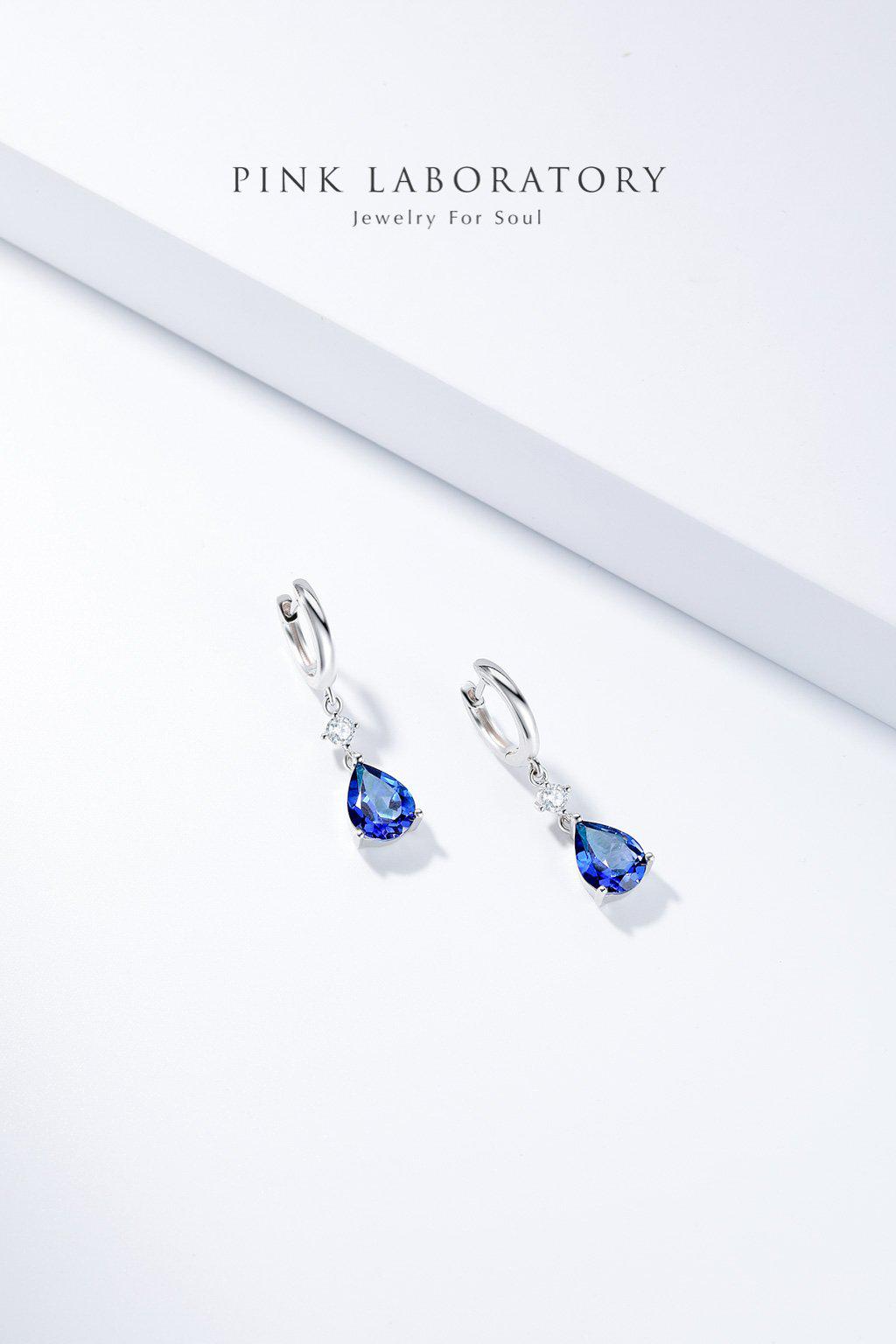 倫敦藍拓帕石耳環 | 925純銀鍍白金 - Pink Laboratory