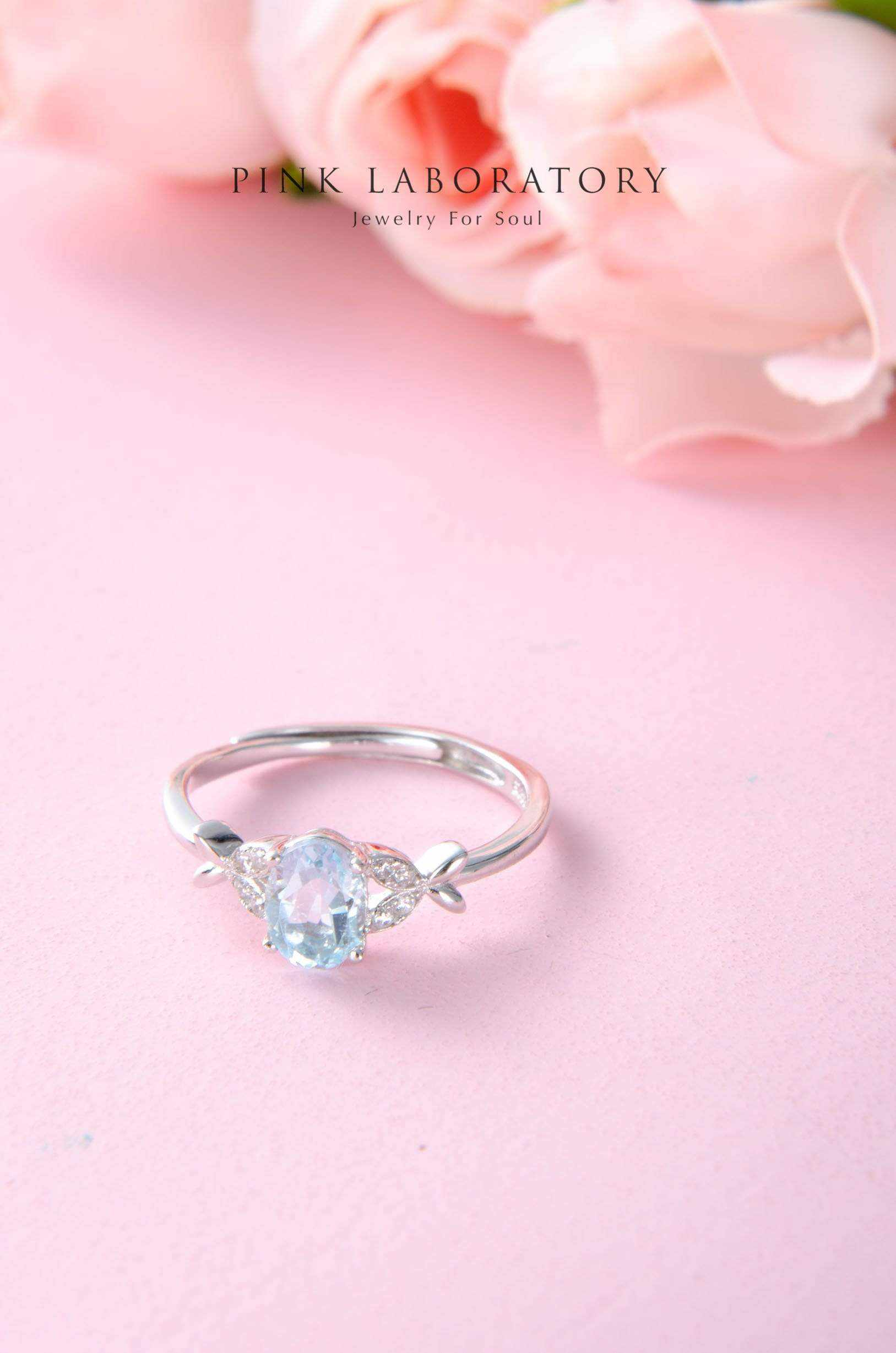 Blue Topaz Ring 托帕石925純銀水鑽戒指 - Pink Laboratory