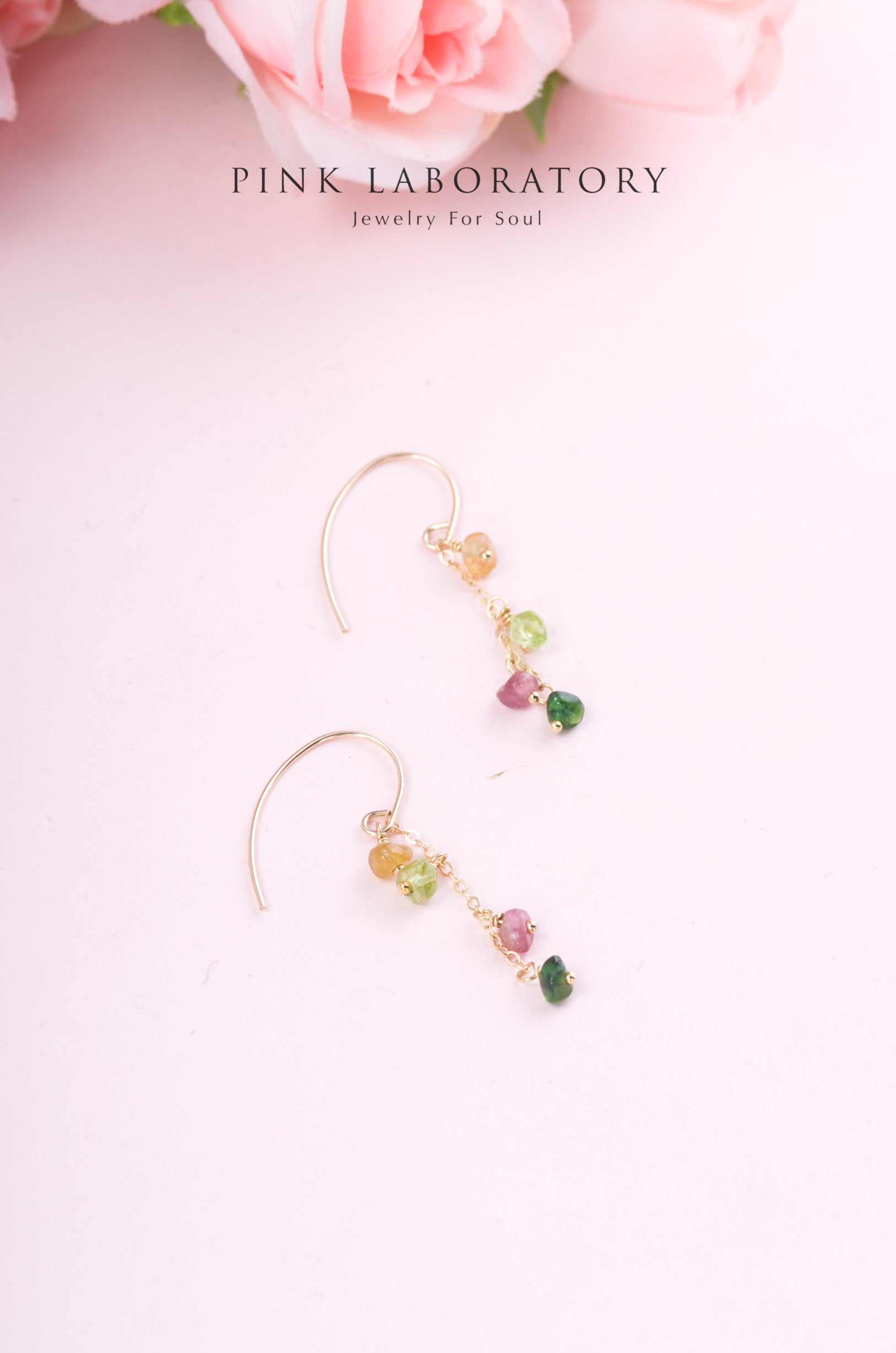 碧璽14K包金耳環