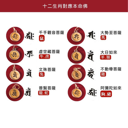 硃砂五行十二生肖化太歲手鍊 4mm