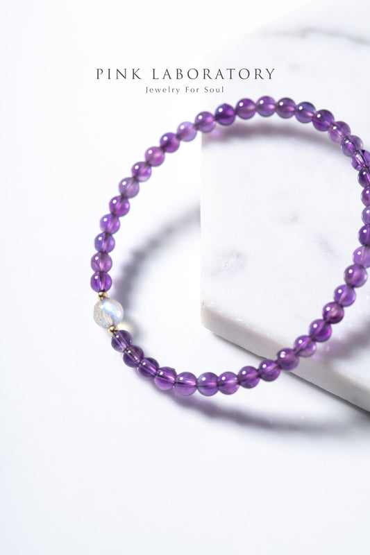 紫水晶拉長石4mm手鍊
