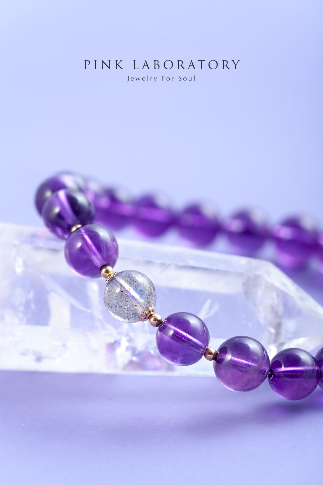紫水晶拉長石14k包金手鍊  