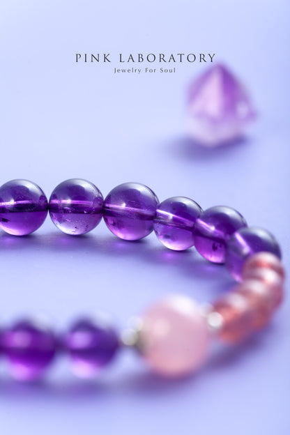 紫水晶草莓晶925純銀手鍊  