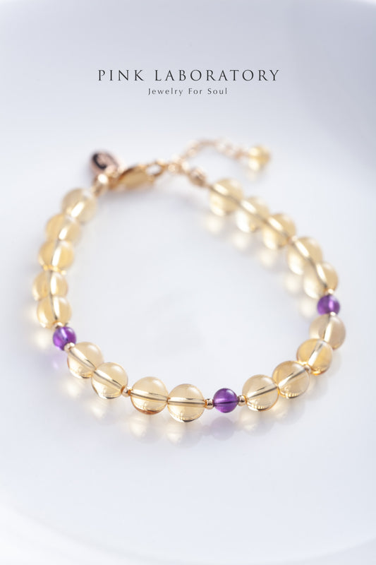 黃水晶紫水晶14KGF手鍊