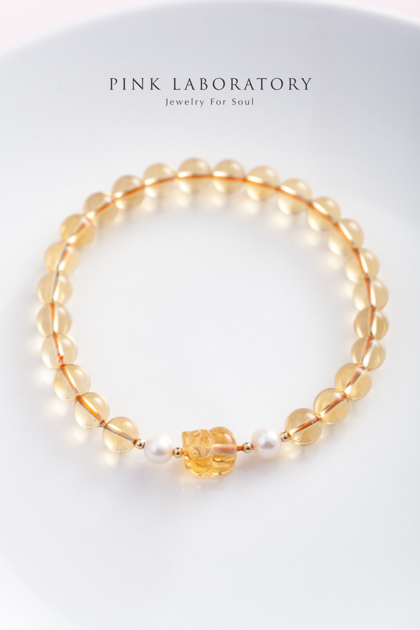 黃水晶貔貅珍珠6mm手鍊 | 招財水晶手鍊 |