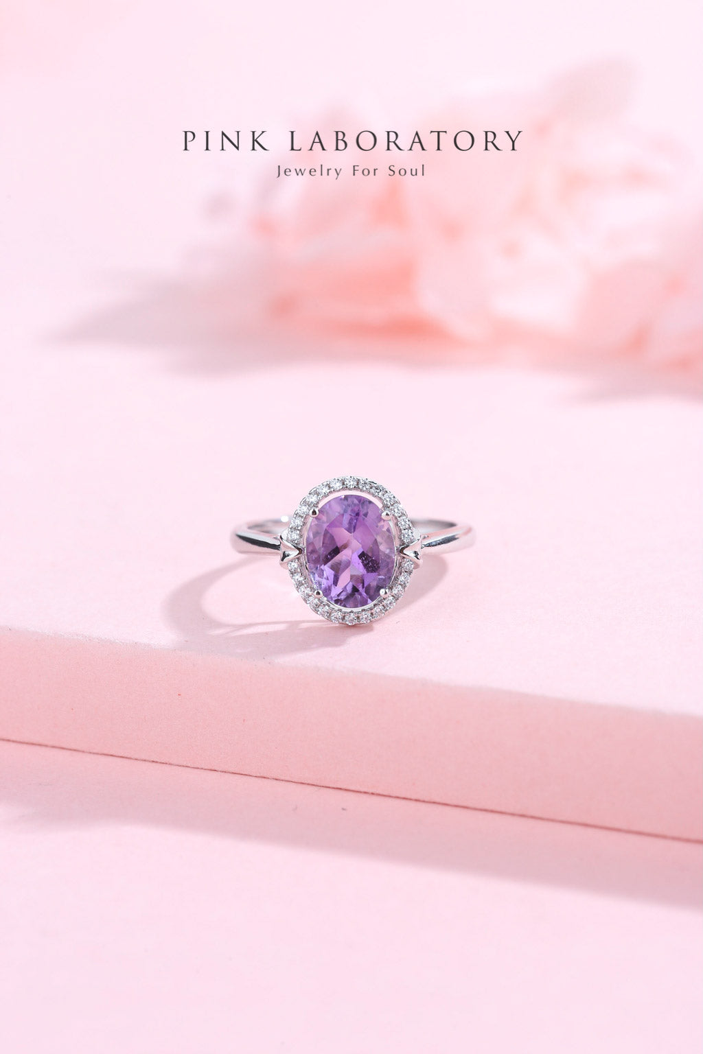 紫水晶925純銀精鍍白金戒指