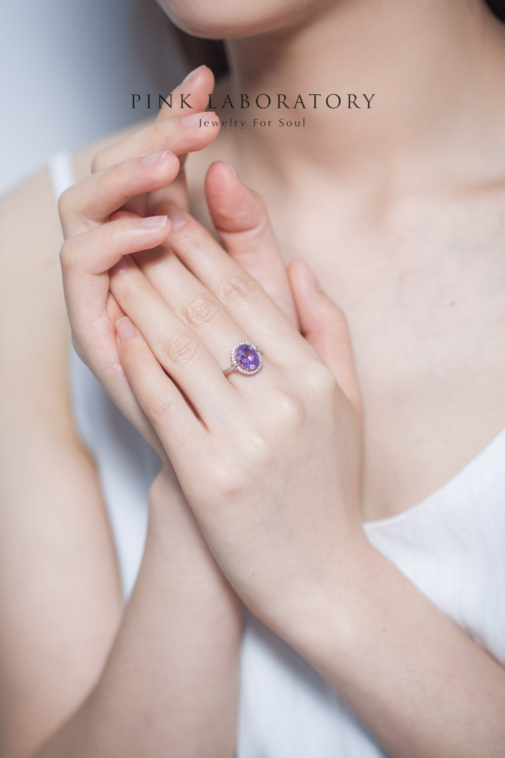 紫水晶925純銀精鍍白金戒指