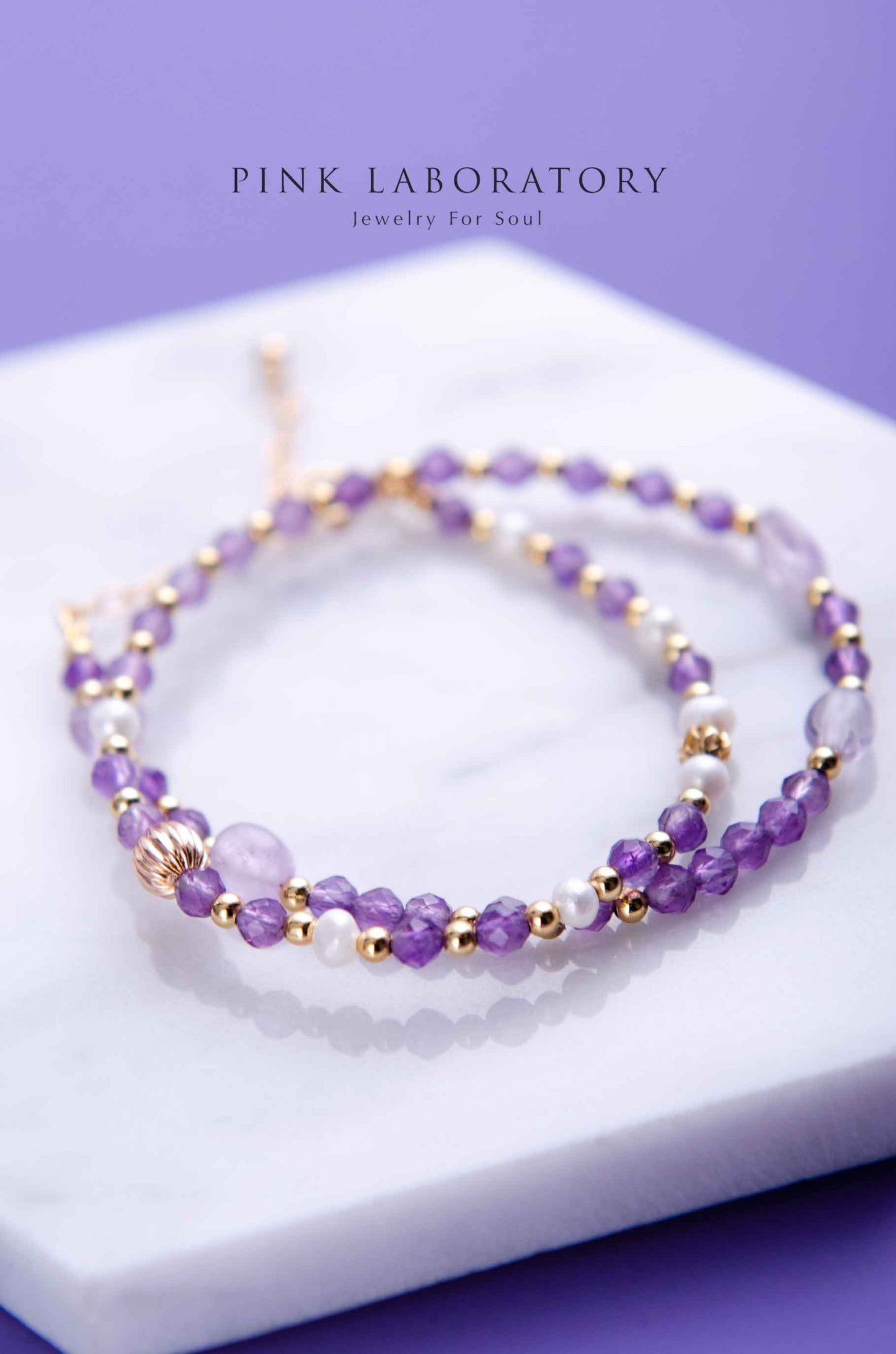 烏拉圭紫水晶手鍊 | 珍珠 | 切面 | 多圈