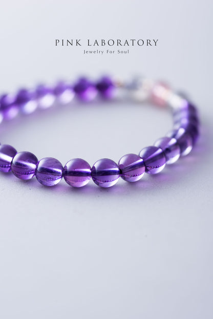 巴西紫水晶14K包金手鍊 | 拉長石草莓晶 | 單圈