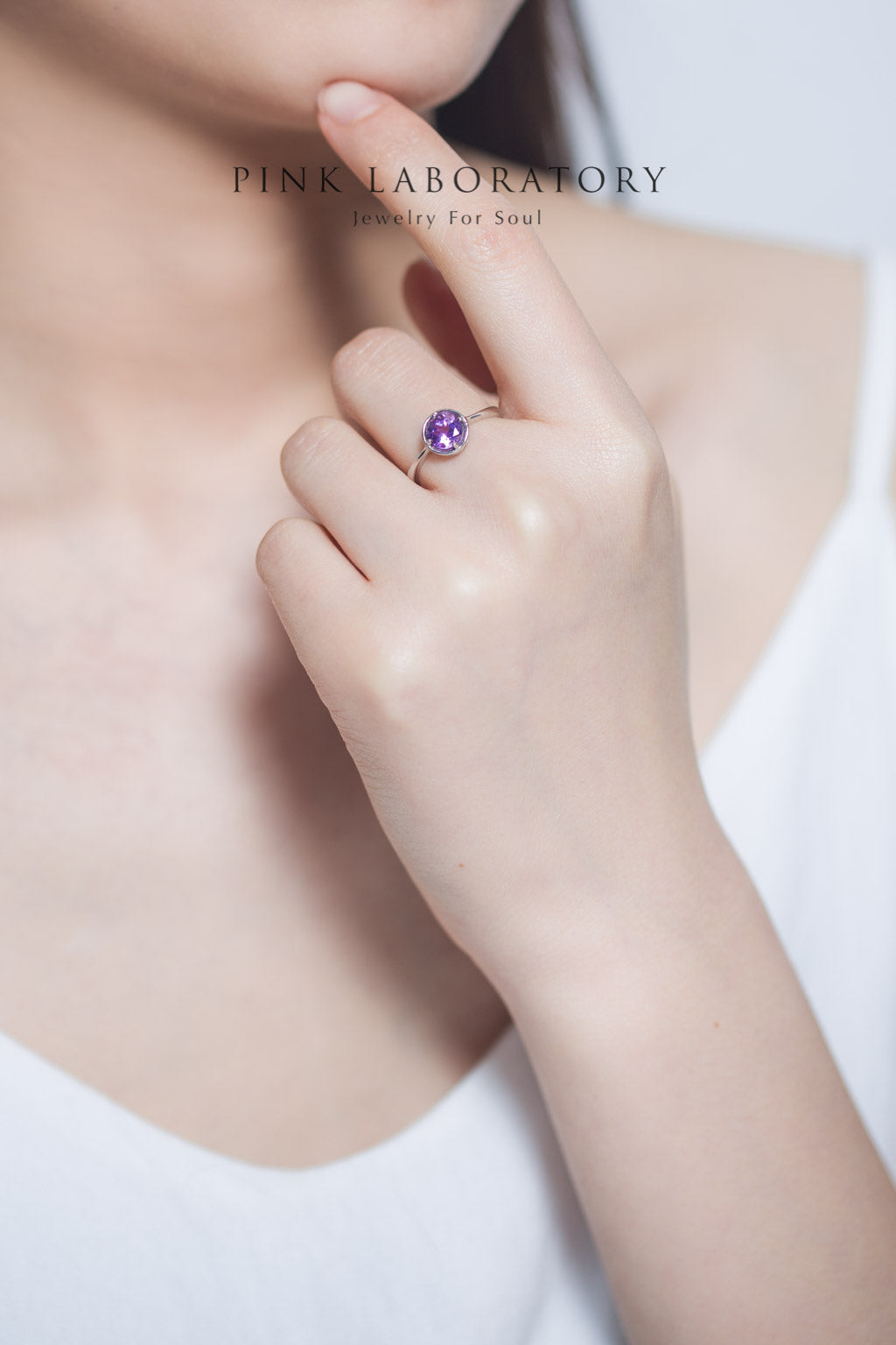 紫水晶戒指 | 925純銀精鍍亮澤白金