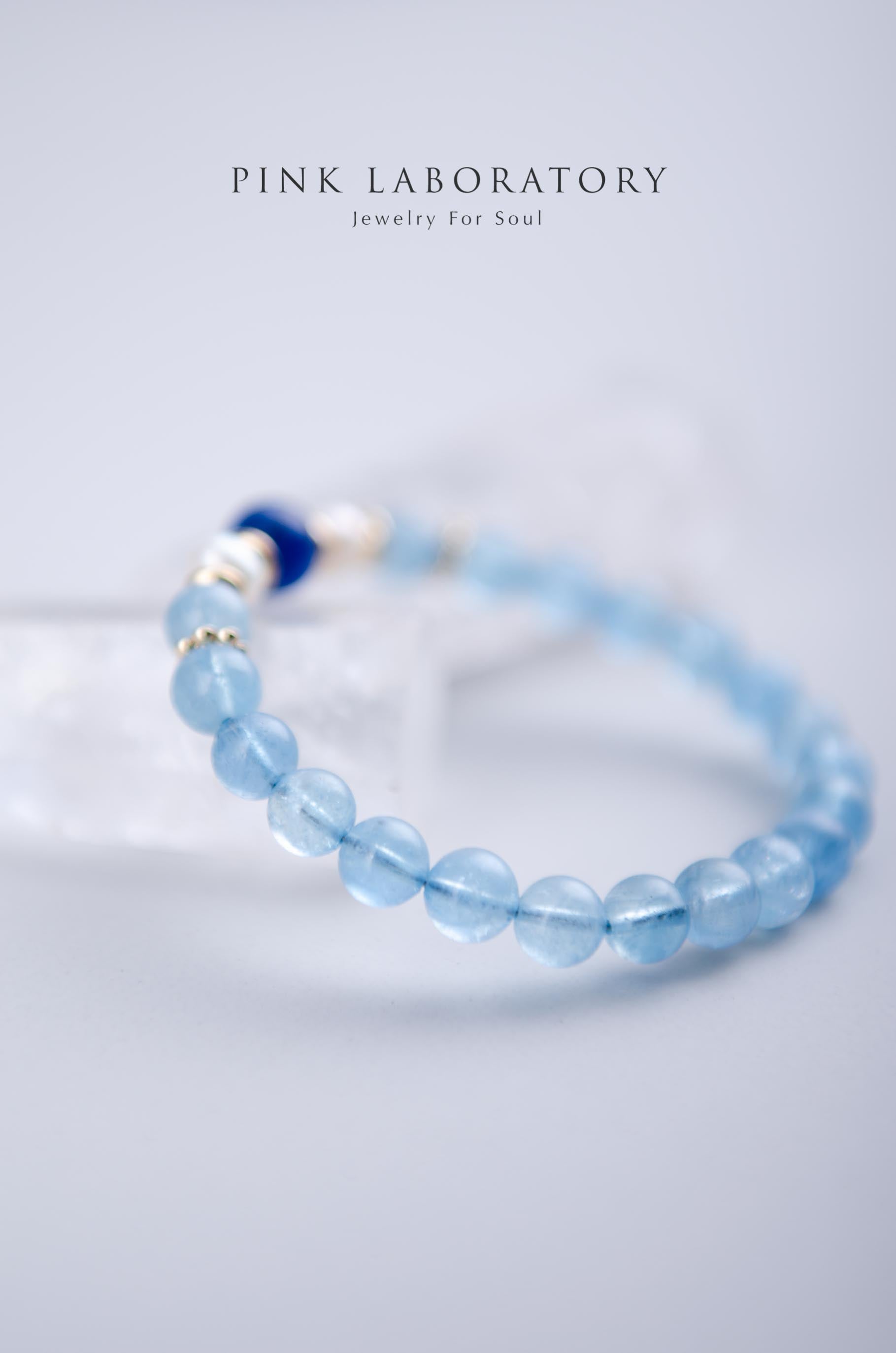 水中精靈  |  冰種海藍寶藍晶石珍珠手鍊