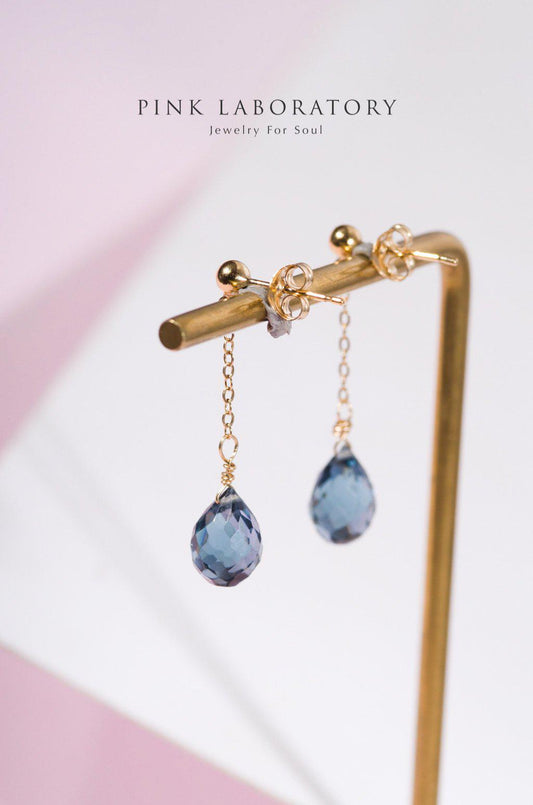 倫敦藍石英石 | 14K包金 | 純銀耳環 - Pink Laboratory