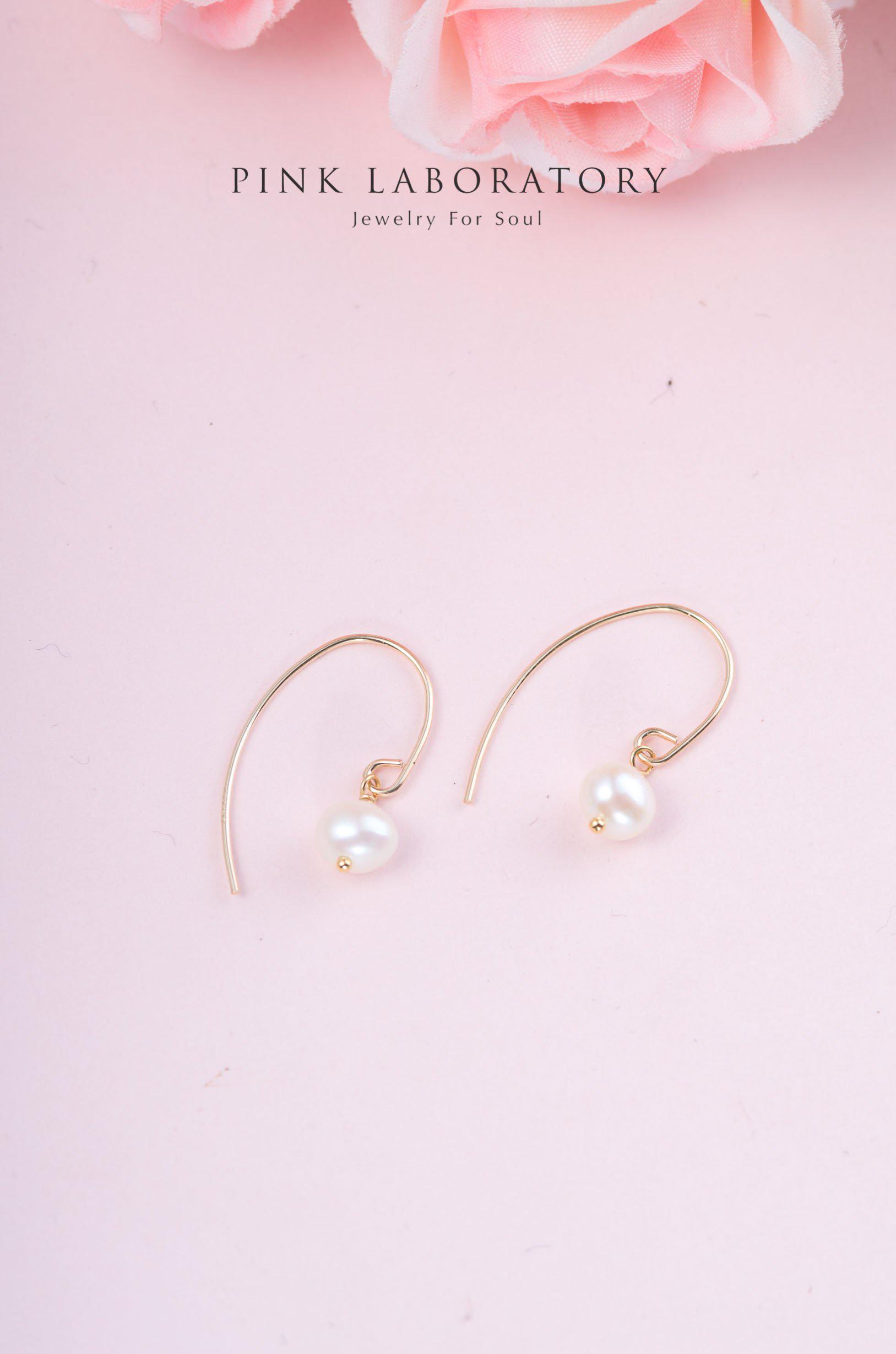 天然淡水珍珠耳環 | 14K包金 | 925純銀 - Pink Laboratory