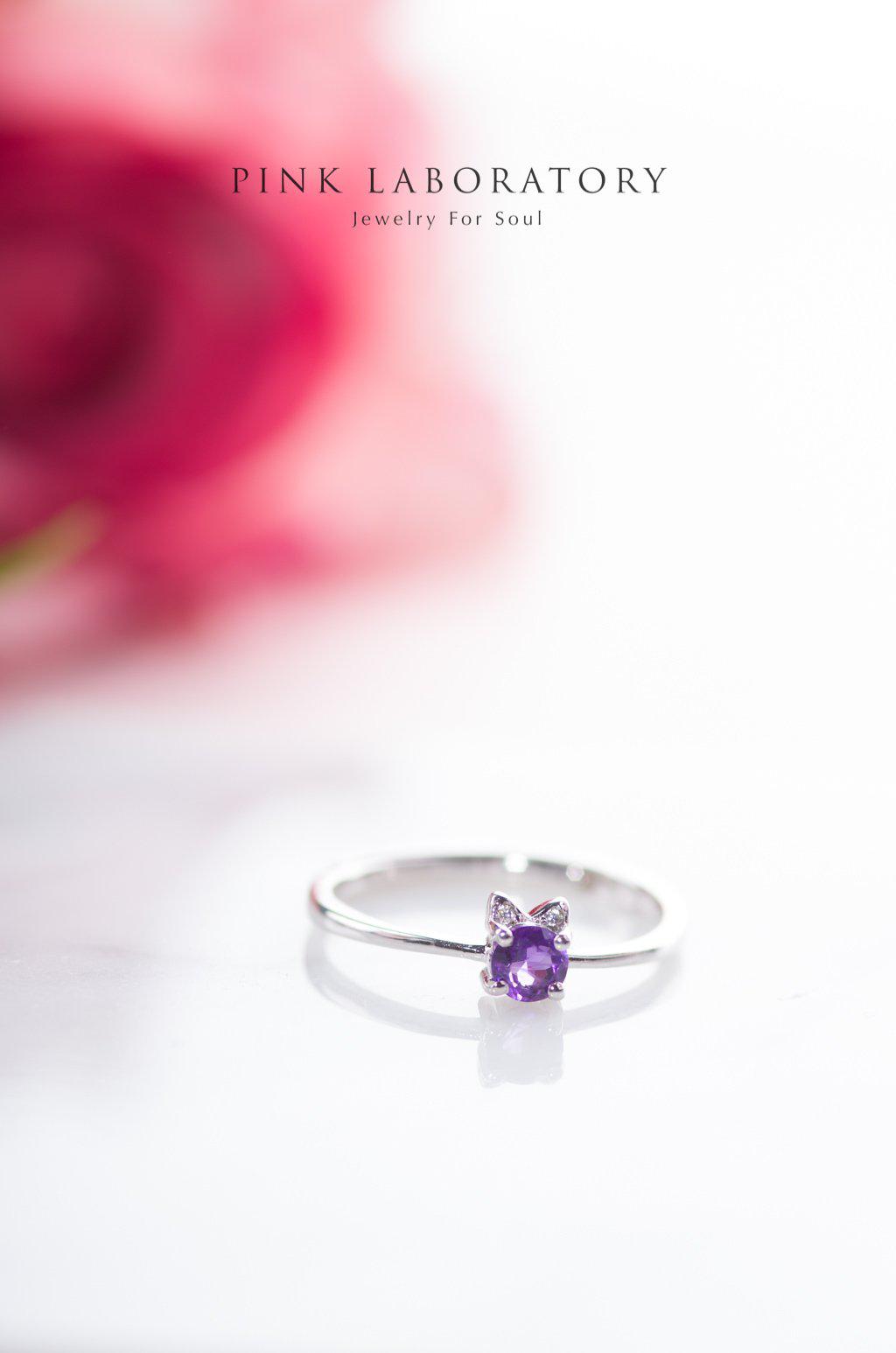 紫水晶鋯石925純銀戒指 - Pink Laboratory
