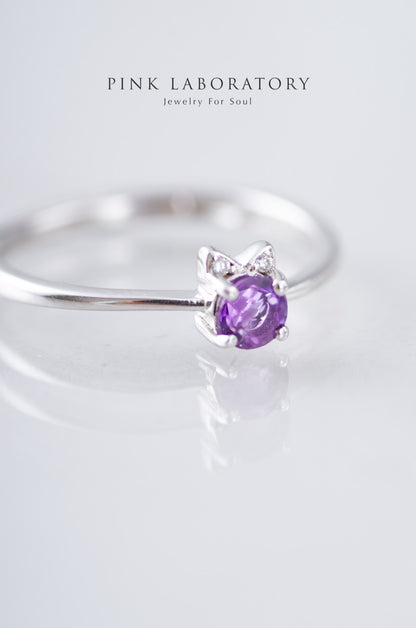 紫水晶鋯石925純銀戒指