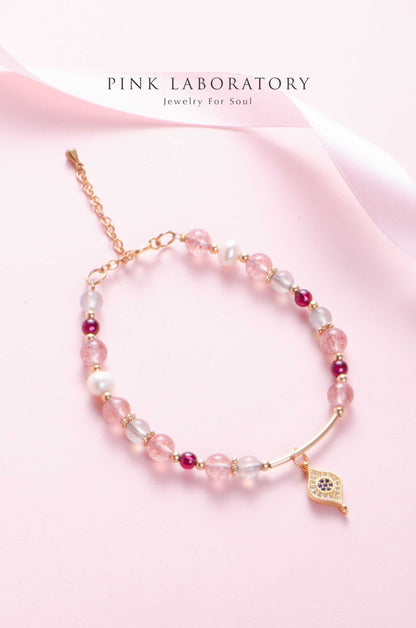 草莓晶珍珠手鍊 | 拉長石 | 石榴石 - Pink Laboratory
