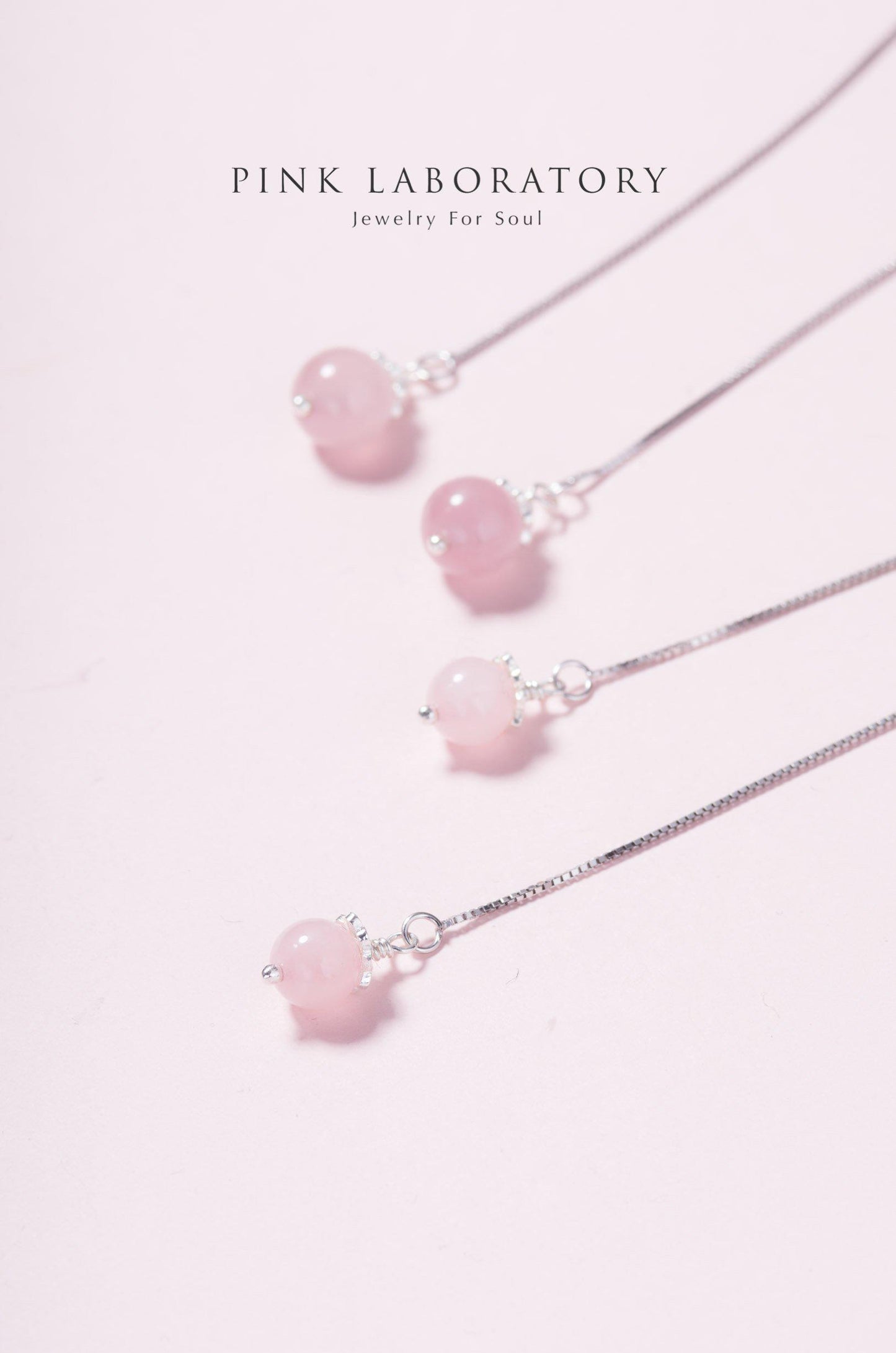 粉水晶925純銀耳環 | 耳線 - Pink Laboratory