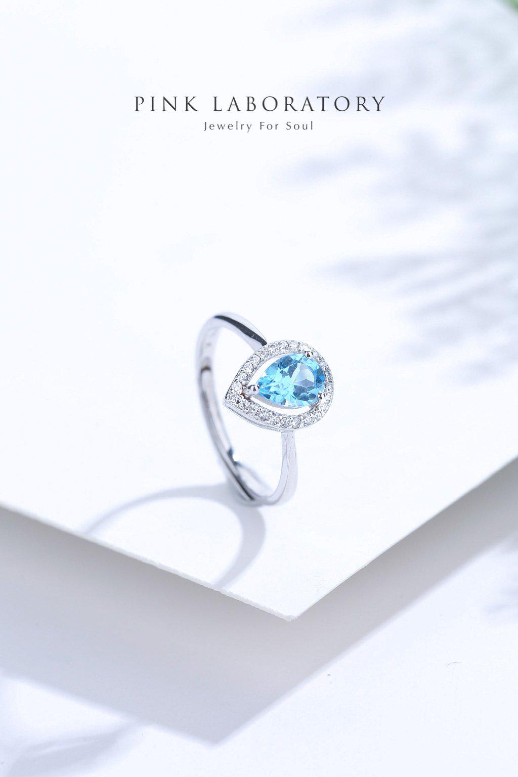 Blue Topaz Ring 瑞士藍托帕石鋯石925純銀戒指 - Pink Laboratory
