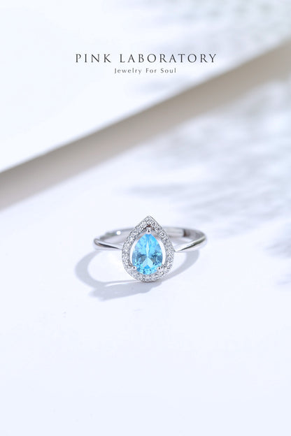 瑞士藍托帕石鋯石925純銀戒指